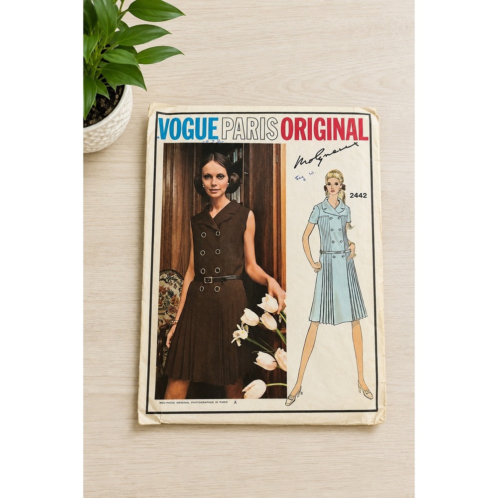 Vogue Paris Uncut Original 2442 Molyneux Dress Sewing Pattern Sz 10 Vintage 70s